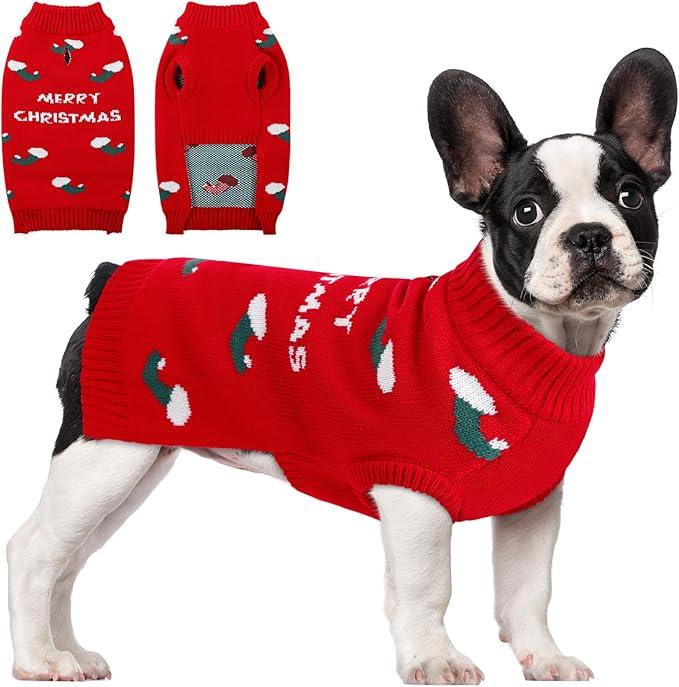 Maglione natalizio morbido e confortevole per cani, ideale per le foto di festa.